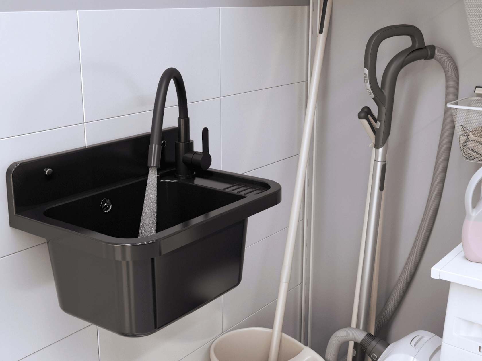 Bateria zamontowana do zlewu gospdoarczego