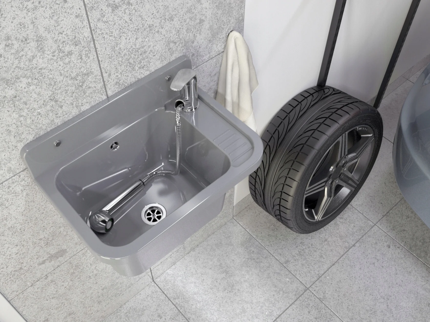 Zlew gospodarczy w pomieszczeniu gospodarczym