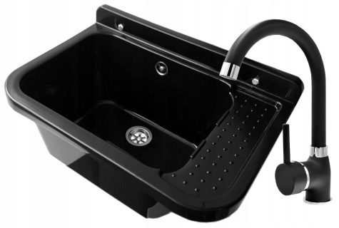 ZLEW GOSPODARCZY KOMORA PRALNICZA BATERIA CZARNA B