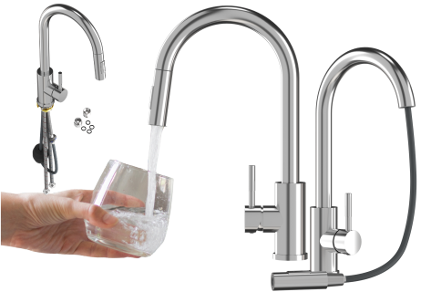 BATERIA KUCHENNA WYCIĄGANA WYLEWKA CHROM KRAN STALOWY KUCHENNY LOSETO