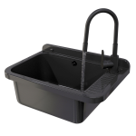 ZLEW GOSPODARCZY TECHNICZNY CZARNY KOMORA ROBOCZA NEGRA DUŻA BATERIA ZESTAW