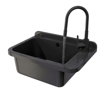 ZLEW GOSPODARCZY TECHNICZNY CZARNY KOMORA ROBOCZA NEGRA DUŻA BATERIA ZESTAW