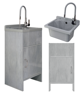 ZLEW GOSPODARCZY TECHNICZNY KOMORA SZARA SZAFKA PCV BATERIA ZESTAW LOMA