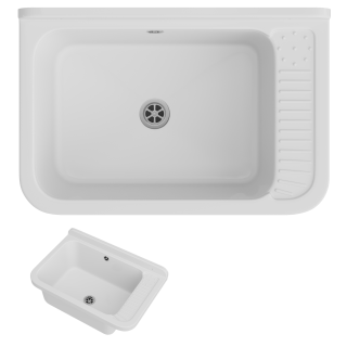 ZLEW GOSPODARCZY TECHNICZNY BIAŁY KOMORA ROBOCZA PRALNIA GARAŻ NEGRA DUŻA