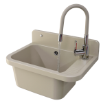 ZLEW GOSPODARCZY KOMORA TECHNICZNA BATERIA BEŻOWA ELASTYCZNA WYLEWKA PARON