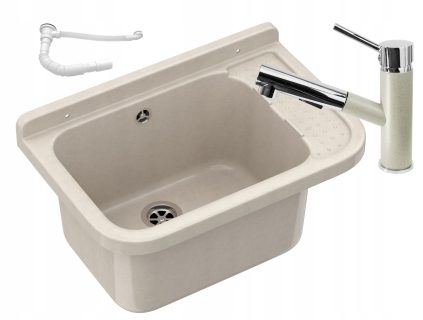 ZLEW GOSPODARCZY KOMORA PRALNICZA BATERIA WYCIĄG