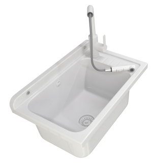 ZLEW GOSPODARCZY KOMORA BIAŁA BATERIA WYCIĄGANA WYLEWKA PRALNIA GARAŻ MONZA