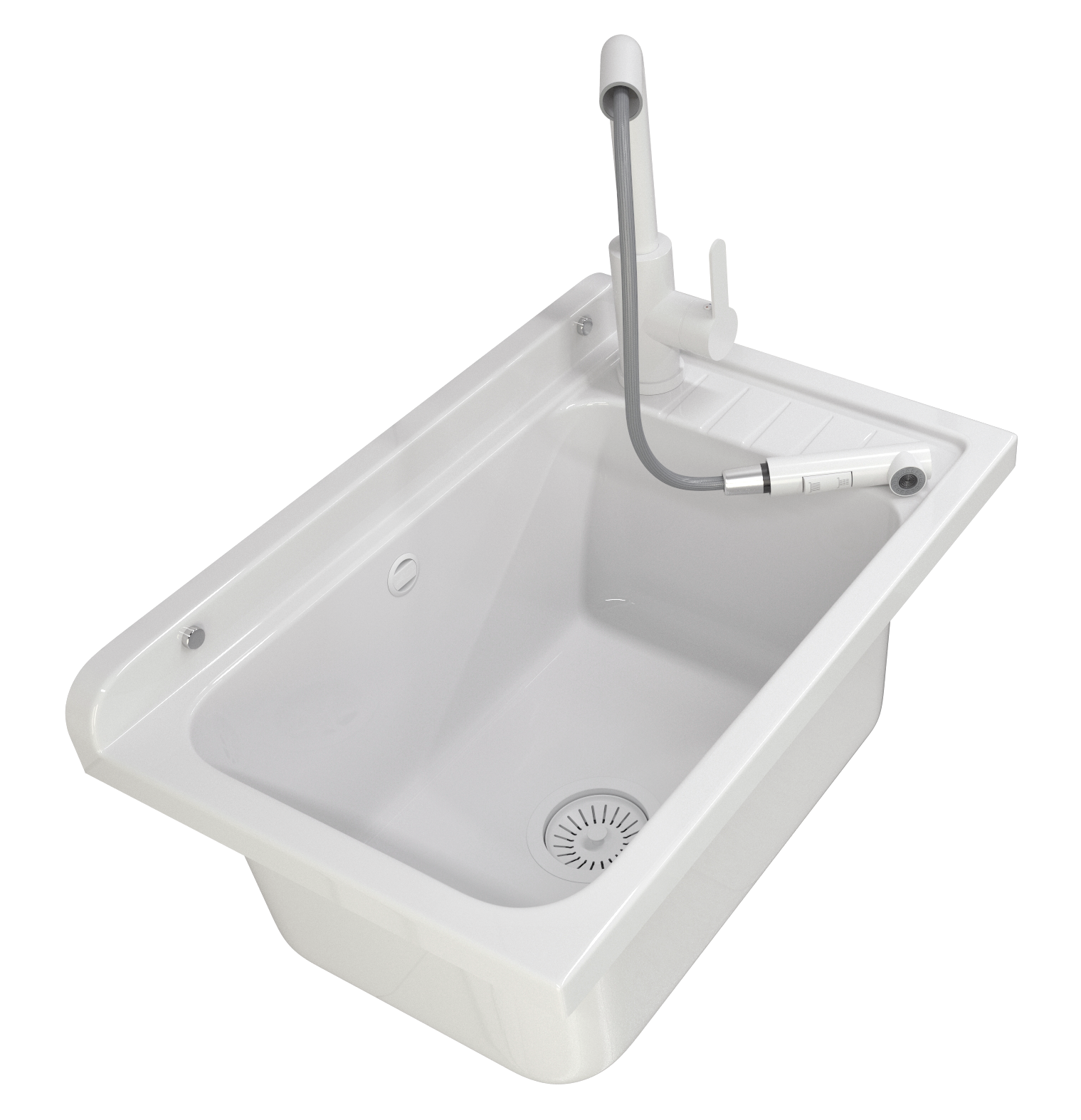 ZLEW GOSPODARCZY KOMORA BIAŁA BATERIA WYCIĄGANA WYLEWKA PRALNIA GARAŻ MONZA