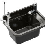 ZLEW GOSPODARCZY KOMORA PRALNIA GARAŻ BATERIA WYCIĄGANA CZARNA KRAN PARON