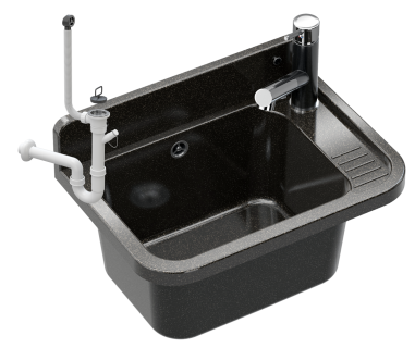 ZLEW GOSPODARCZY KOMORA PRALNIA GARAŻ BATERIA WYCIĄGANA CZARNA KRAN PARON