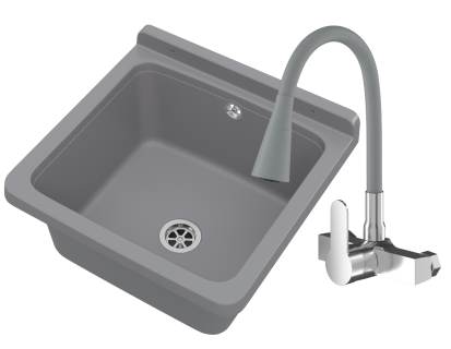 ZLEW GOSPODARCZY TECHNICZNY ROBOCZY KOMORA SZARA GARAŻ ORTA BATERIA ŚCIENNA