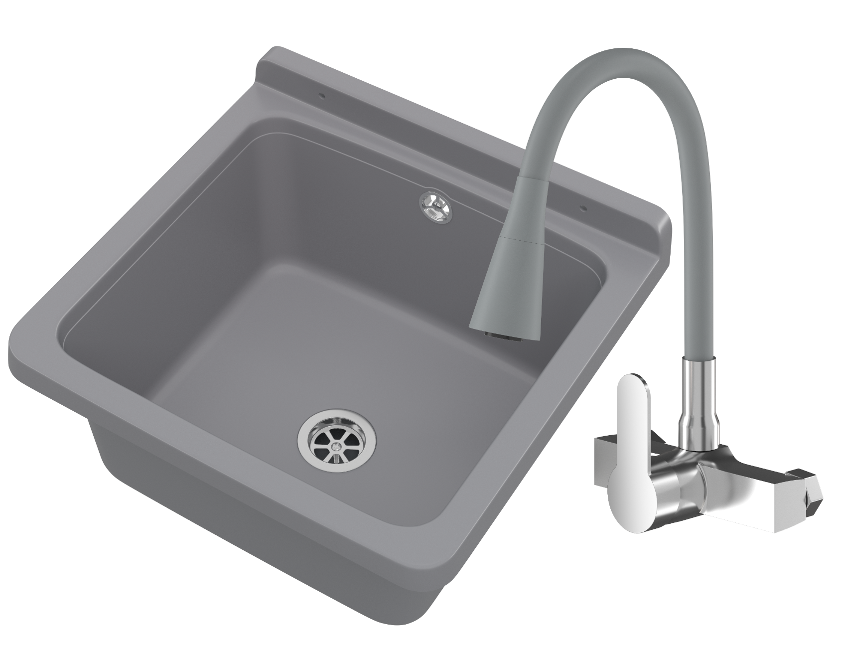 ZLEW GOSPODARCZY TECHNICZNY ROBOCZY KOMORA SZARA GARAŻ ORTA BATERIA ŚCIENNA