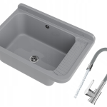 ZLEW GOSPODARCZY TECHNICZNY SZARY KOMORA ROBOCZA NEGRA DUŻA BATERIA ZESTAW