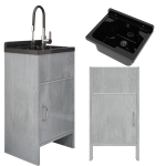 ZLEW GOSPODARCZY TECHNICZNY KOMORA CZARNA SZAFKA PCV BATERIA ZESTAW LOMA