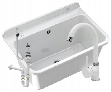 ZLEW GOSPODARCZY BIAŁY BATERIA GARAŻ PRALNIA