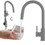 BATERIA KUCHENNA WYCIĄGANA WYLEWKA SZARA GŁADKA KRAN KUCHENNY LOSETO