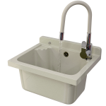 ZLEW GOSPODARCZY KOMORA TECHNICZNA BEŻOWA BATERIA Z ELASTYCZNĄ WYLEWKĄ LOMA