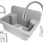 ZLEW GOSPODARCZY KOMORA BATERIA ELASTYCZNA SZARA