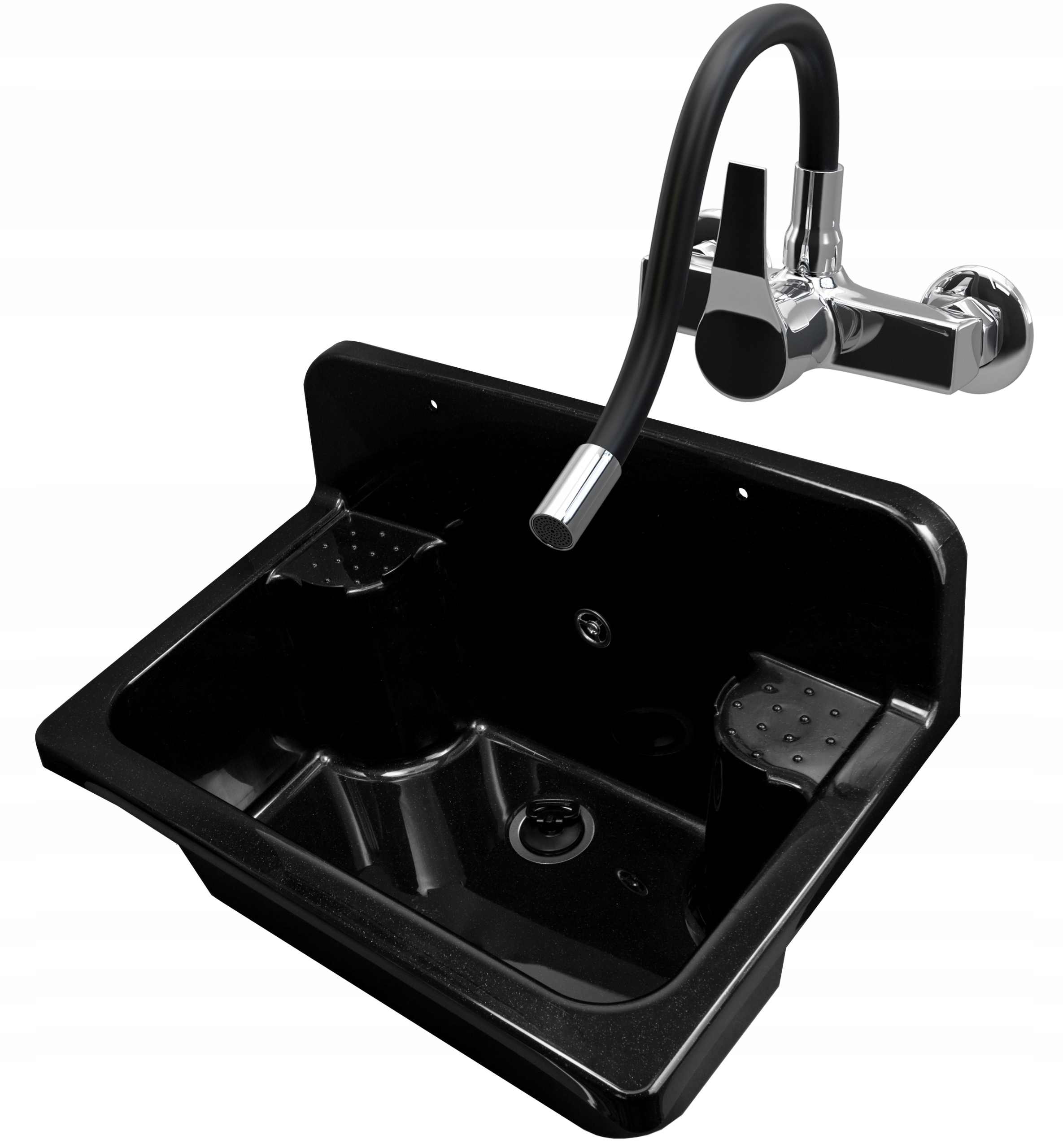 ZLEW GOSPODARCZY KOMORA DUŻA BATERIA CZARNY FLEX