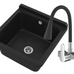 ZLEW GOSPODARCZY TECHNICZNY ROBOCZY KOMORA CZARNA GARAŻ ORTA KRAN ŚCIENNY