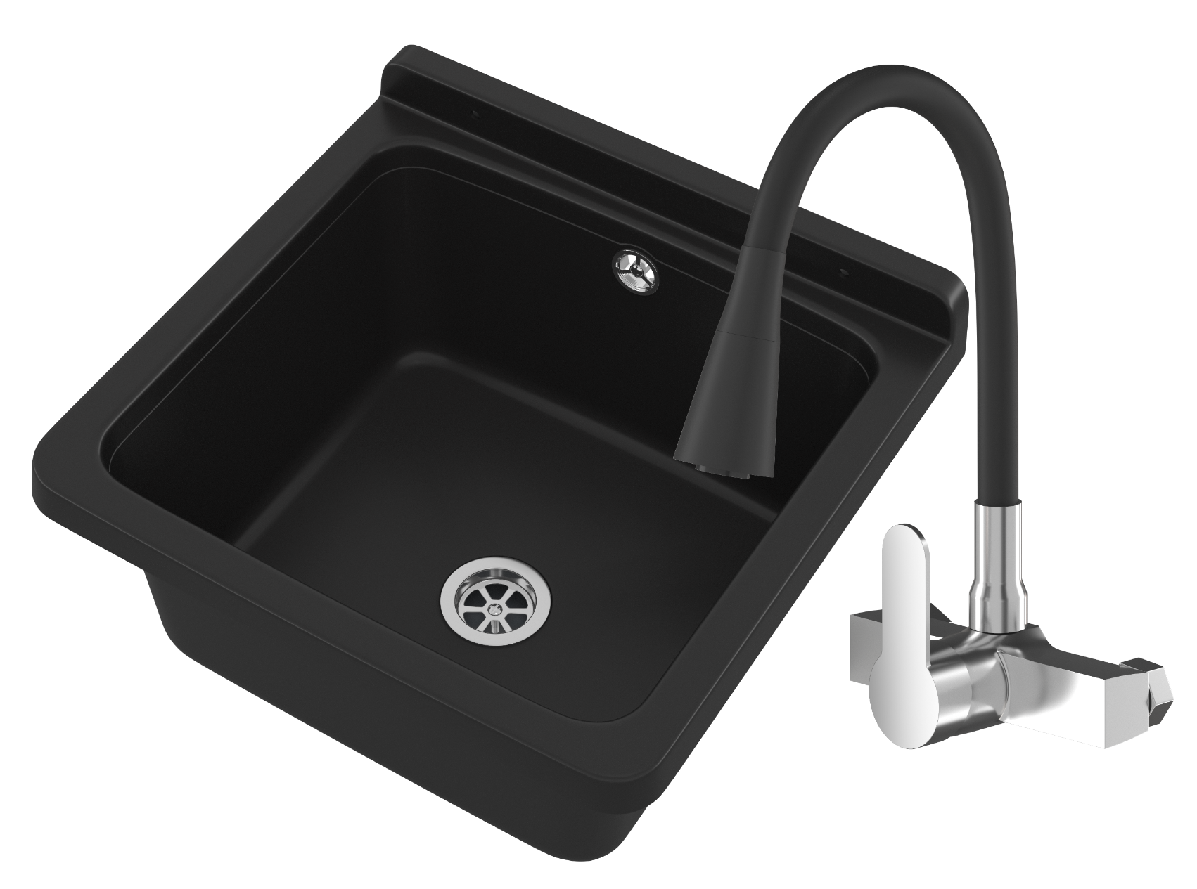 ZLEW GOSPODARCZY TECHNICZNY ROBOCZY KOMORA CZARNA GARAŻ ORTA KRAN ŚCIENNY