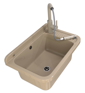 ZLEW GOSPODARCZY BEŻOWY TECHNICZNY KOMORA DUŻA BATERIA WYCIĄGANA NEGRA