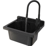 ZLEW GOSPODARCZY KOMORA TECHNICZNA CZARNA BATERIA Z ELASTYCZNĄ WYLEWKĄ LOMA