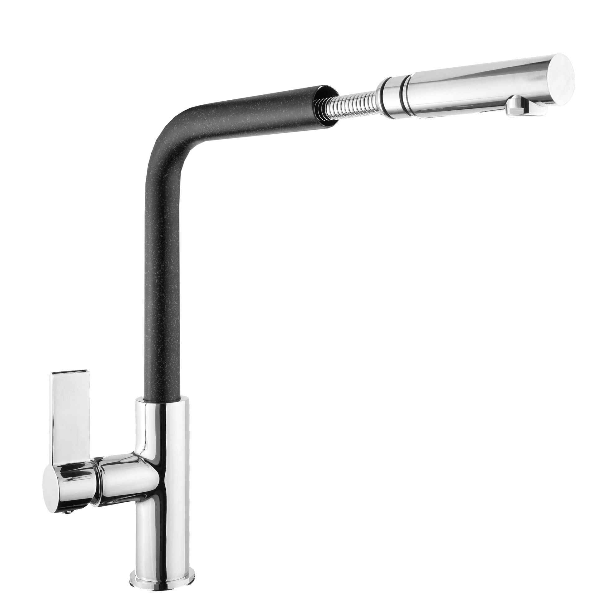 KRAN KUCHENNY WYCIĄGANY CZARNY NAKRAPIANY LINEA
