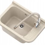 ZLEW GOSPODARCZY KOMORA PRALNICZA BEŻOWA SYFON