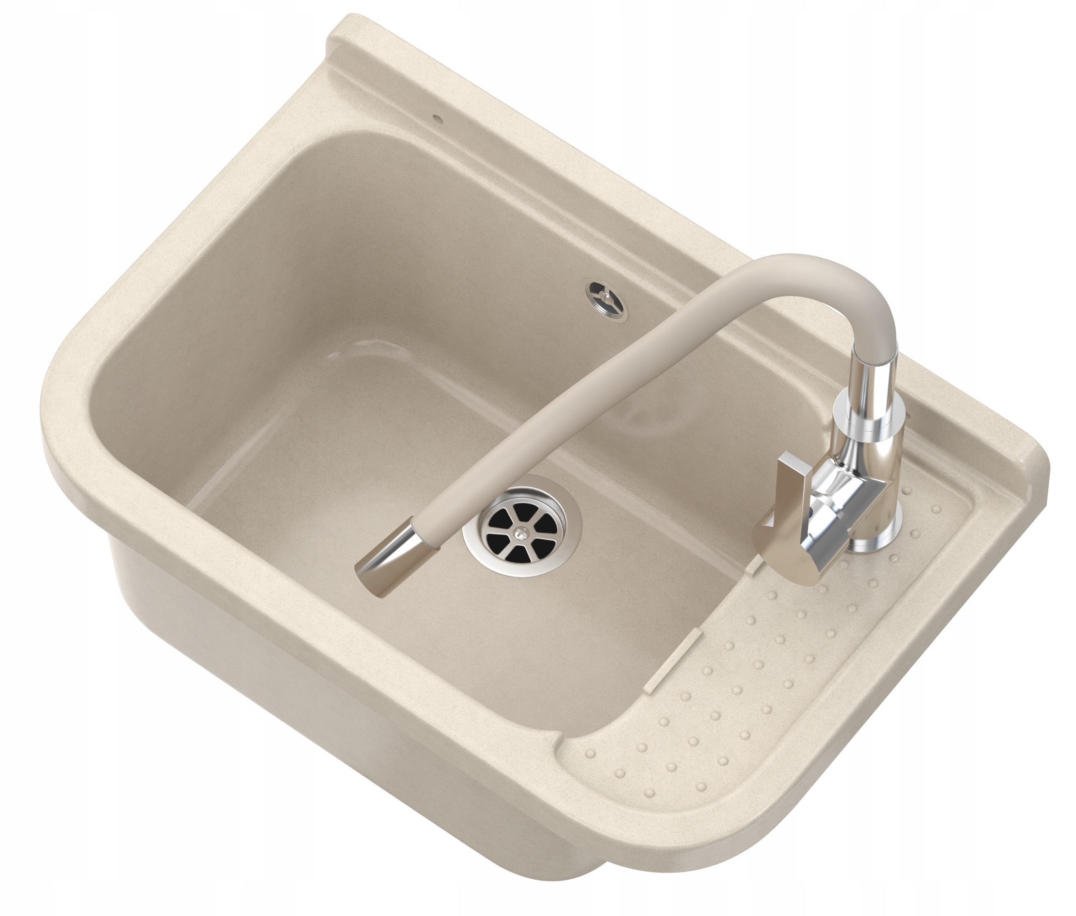 ZLEW GOSPODARCZY KOMORA PRALNICZA BEŻOWA SYFON