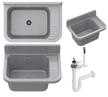 ZLEW GOSPODARCZY GARAŻ PRALNIA KOMORA SZARA PARON SYFON