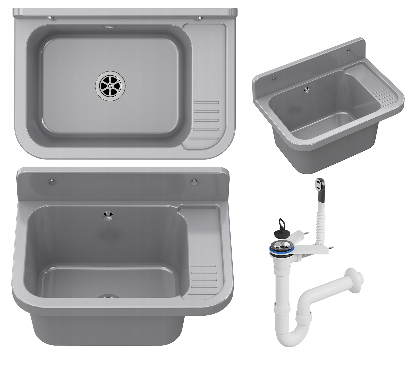 ZLEW GOSPODARCZY GARAŻ PRALNIA KOMORA SZARA PARON SYFON