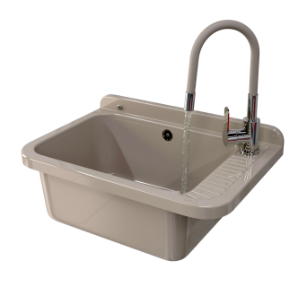 ZLEW GOSPODARCZY TECHNICZNY BEŻOWY KOMORA ROBOCZA NEGRA DUŻA BATERIA ZESTAW