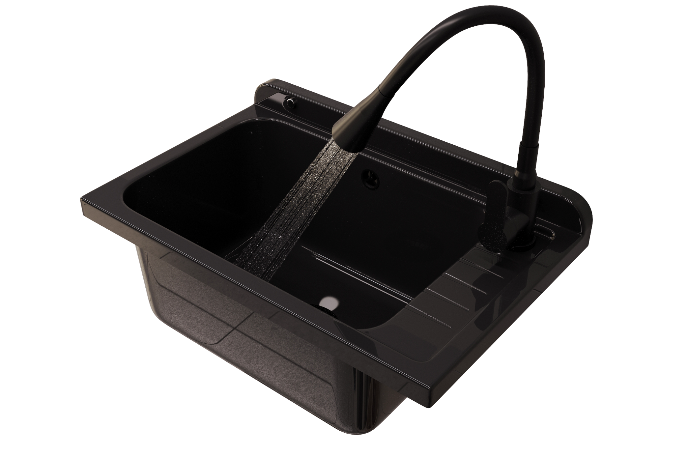 ZLEW GOSPODARCZY KOMORA CZARNA KRAN ELASTYCZNA WYLEWKA PRALNIA GARAŻ MONZA