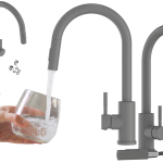 BATERIA KUCHENNA WYCIĄGANA WYLEWKA SZARA KRAN KUCHENNY STALOWY LOSETO