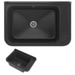 ZLEW GOSPODARCZY TECHNICZNY CZARNY KOMORA ROBOCZA PRALNIA GARAŻ NEGRA DUŻA