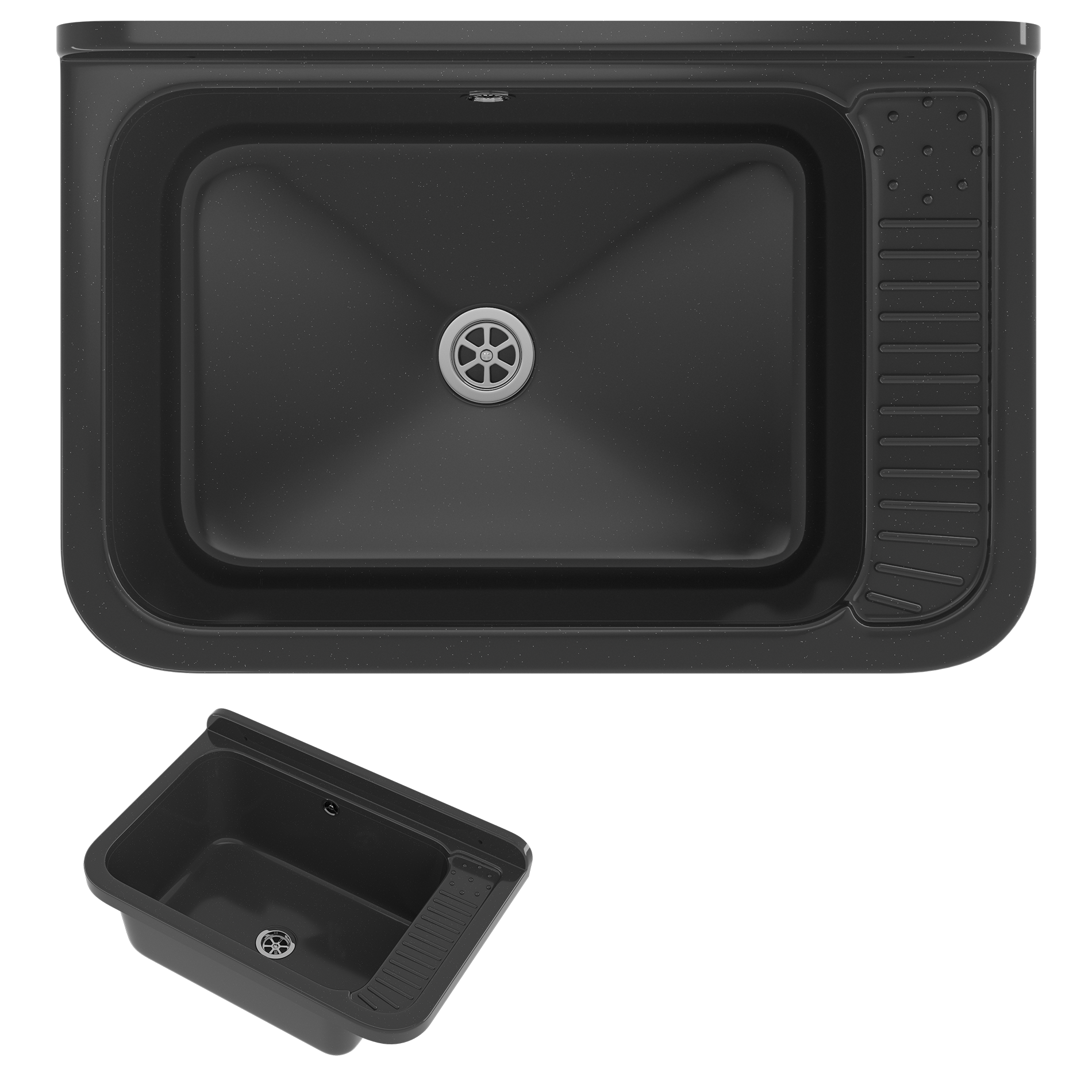 ZLEW GOSPODARCZY TECHNICZNY CZARNY KOMORA ROBOCZA PRALNIA GARAŻ NEGRA DUŻA