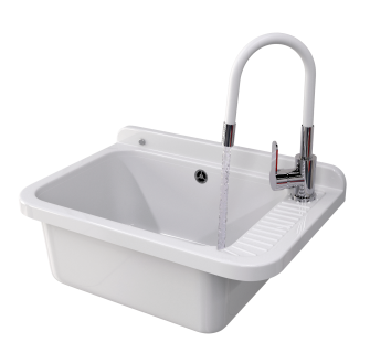 ZLEW GOSPODARCZY TECHNICZNY BIAŁY KOMORA ROBOCZA NEGRA DUŻA BATERIA ZESTAW