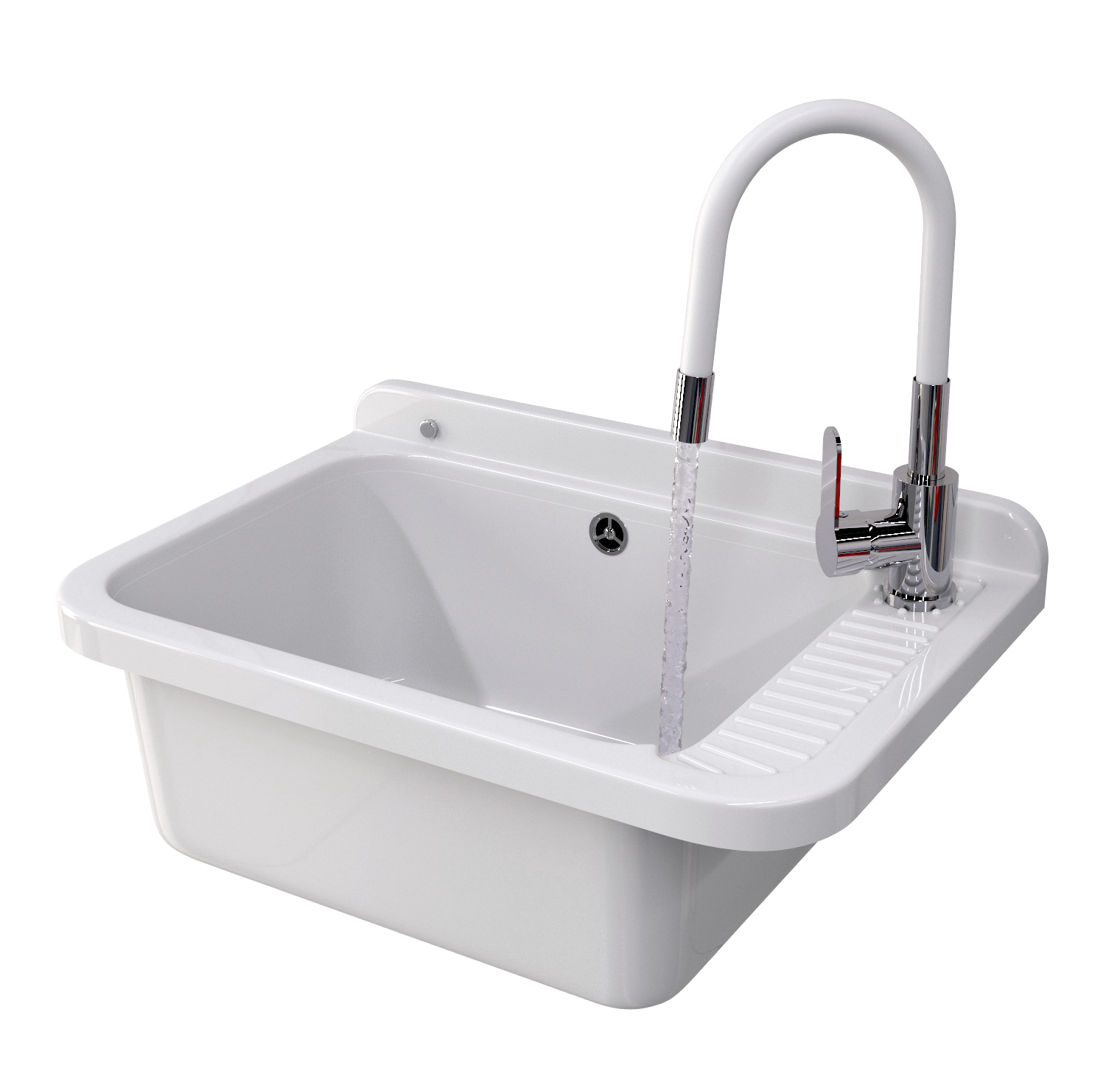 ZLEW GOSPODARCZY TECHNICZNY BIAŁY KOMORA ROBOCZA NEGRA DUŻA BATERIA ZESTAW