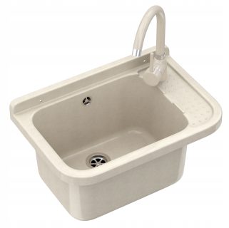 ZLEW GOSPODARCZY KOMORA PRALNICZA BATERIA BEŻOWA