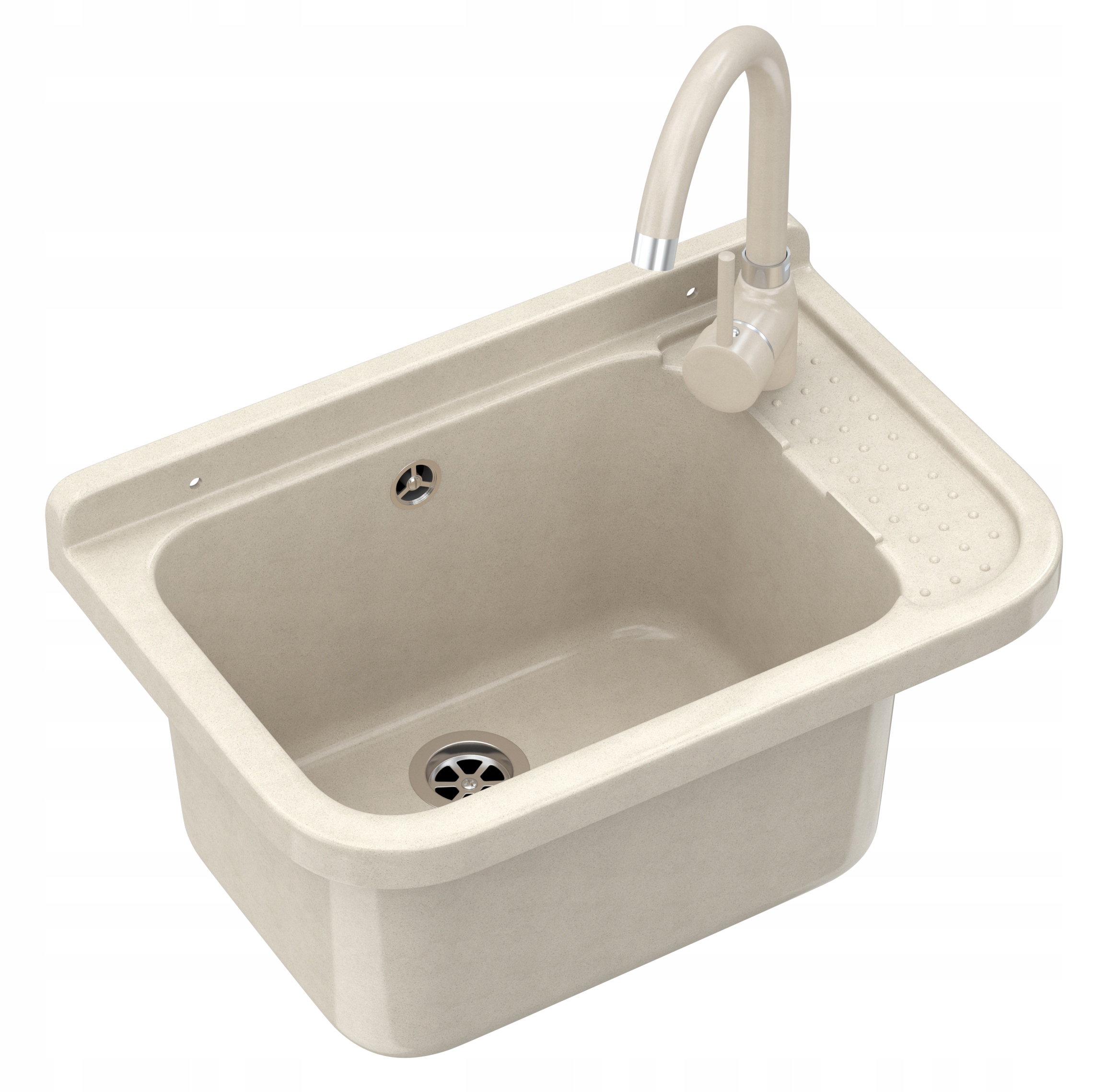 ZLEW GOSPODARCZY KOMORA PRALNICZA BATERIA BEŻOWA