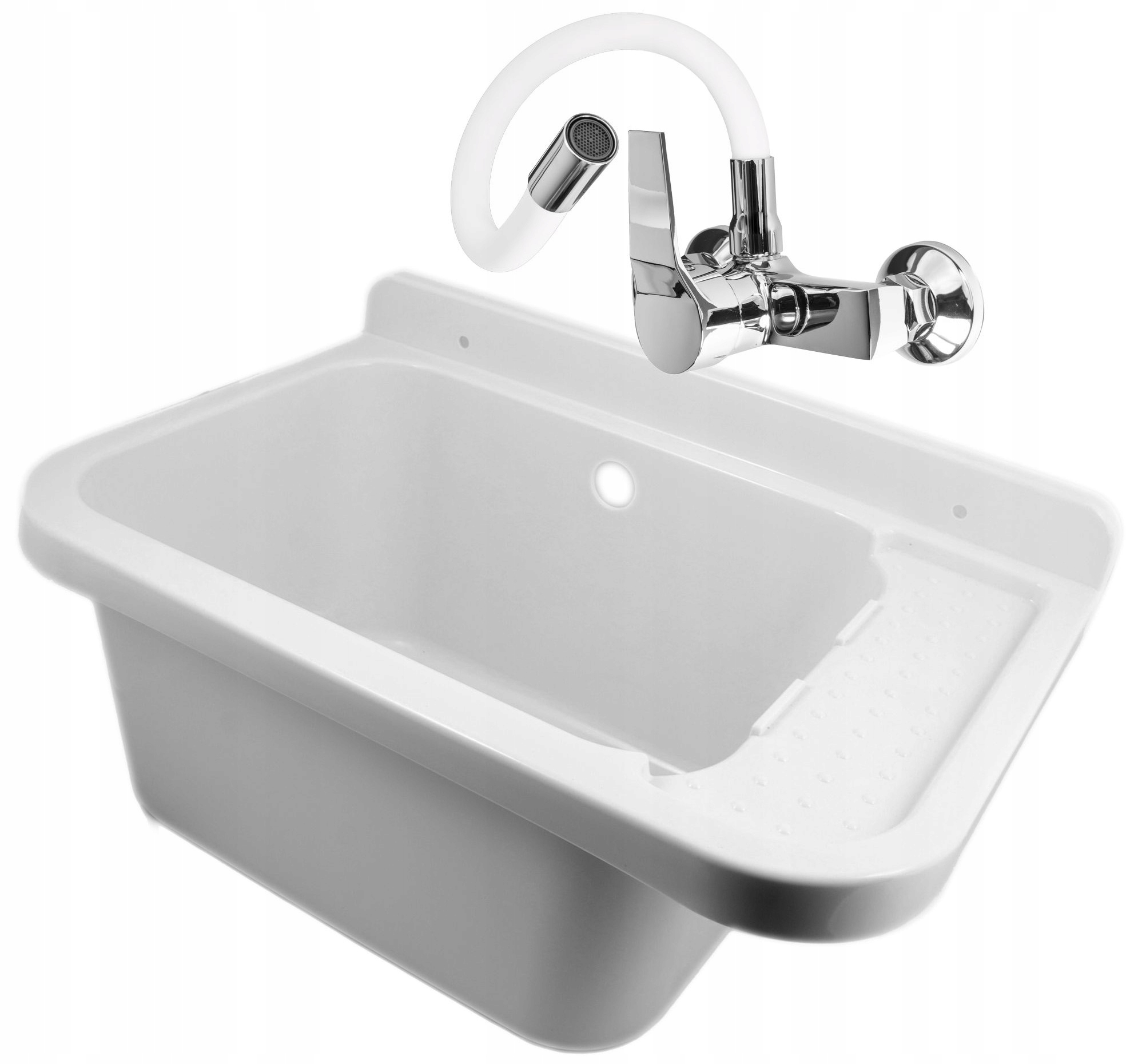 ZLEW GOSPODARCZY KOMORA BATERIA BIAŁA FLEX