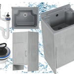 ZLEW GOSPODARCZY TECHNICZNY KOMORA SZARA SZAFKA PCV ZESTAW DO GARAŻU LOMA