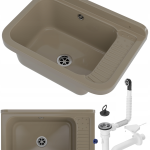 ZLEWOZMYWAK beżowy zlew GOSPODARCZY kotłowni KOMORA techniczna POLO SYFON