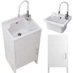 ZLEW GOSPODARCZY KOMORA BIAŁA BATERIA ELASTYCZNA SZAFKA PCV ZESTAW LOMA