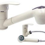 HAND BEŻOWA BATERIA KUCHENNA Z WYCIĄGANĄ WYLEWKĄ