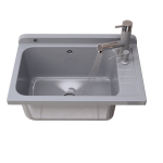 ZLEW GOSPODARCZY SZARY KOMORA DUŻA SZARA BATERIA WYCIĄGANA CHROM MONZA