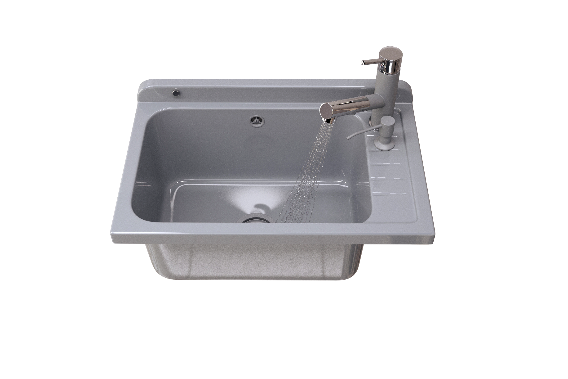 ZLEW GOSPODARCZY SZARY KOMORA DUŻA SZARA BATERIA WYCIĄGANA CHROM MONZA