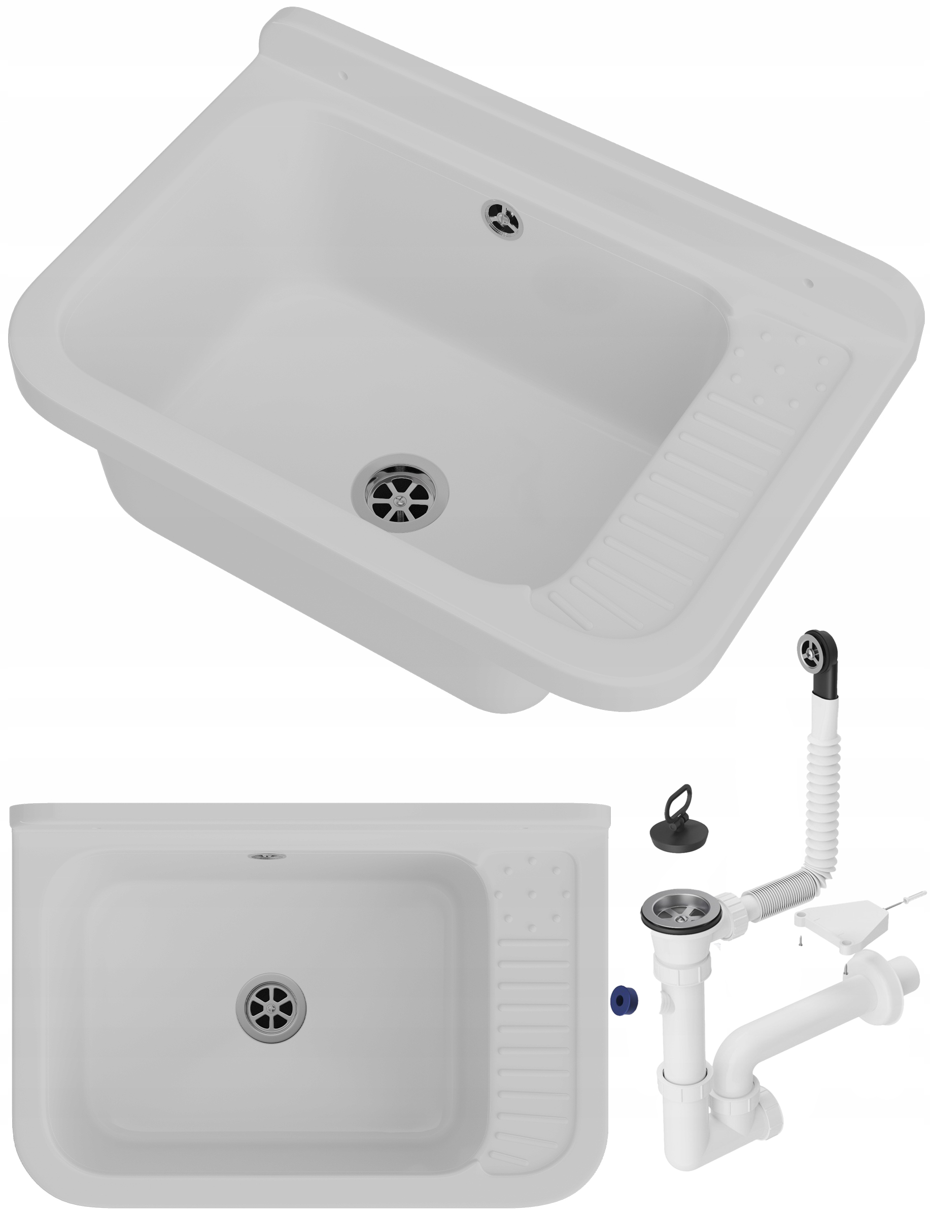 ZLEWOZMYWAK biały zlew GOSPODARCZY kotłowni KOMORA techniczna POLO SYFON