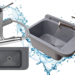 ZLEWOZMYWAK szary zlew GOSPODARCZY POLO ZESTAW komora techniczna bateria